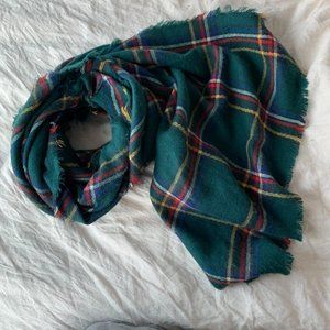 American Eagle Plaid Blanket Scarf -  Green
